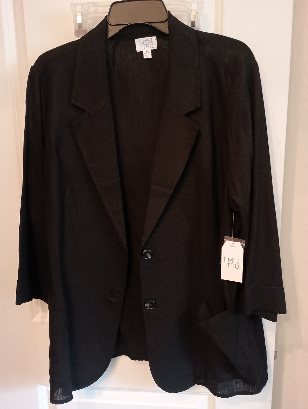 Time & Tru Black Open Blazer